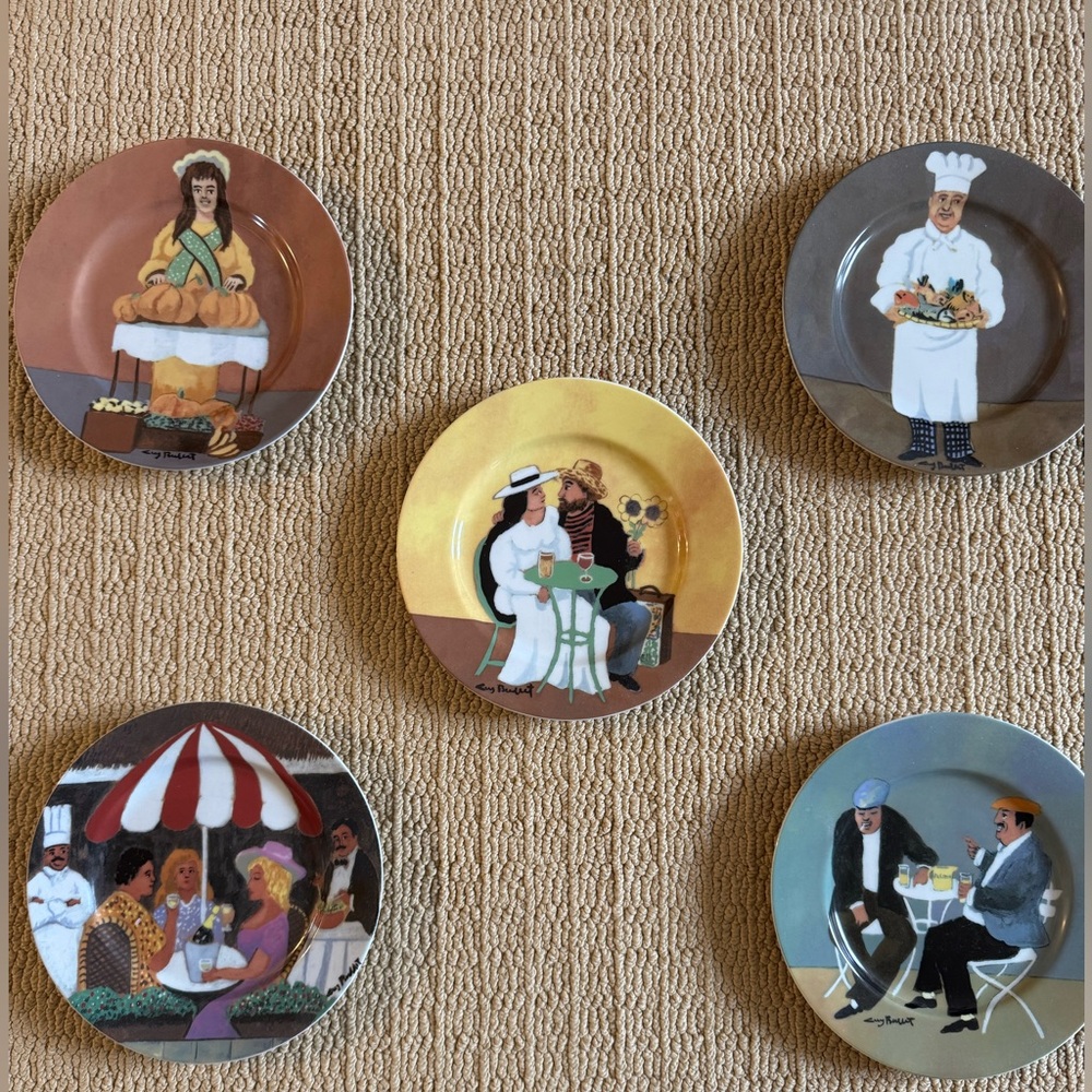 VTG set porcelain Guy Buffet salad/dessert plates “marche aux fleur” series